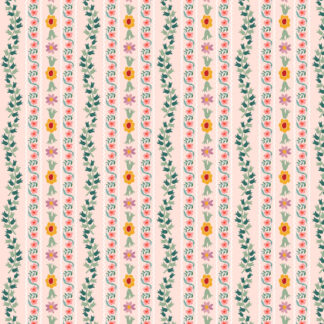 tissu rifle paper co collection english Rose rayures de fleurs rose poudré et vert couleurs pastels douces