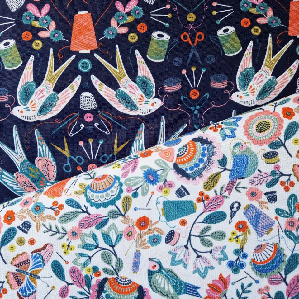 Tissu coton imprimé country sewing club de thread and Ink creatif qualitatif pour la couture et le patchwok