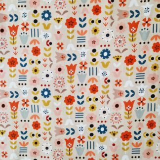 Tissu coton imprimé floral Dashwood studio Nordiska motif stylisé epuré vintage et scandinave à la fois