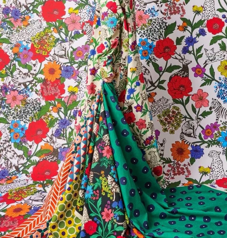 Tissu imprimé kokka pour la couture créative loisirs créatifs motifs joyeux colorés et délicats à la fois